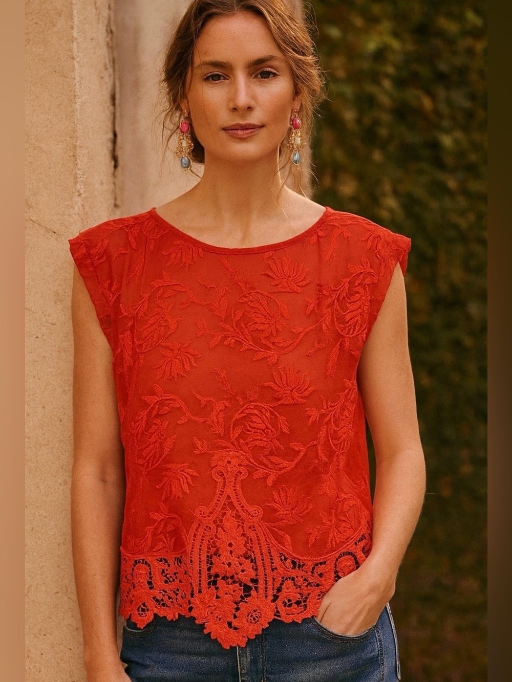 Anthropologie Tiny crochet lace top